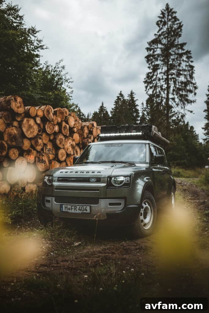 Front Runner Slimline II roof rack on a new Land Rover Defender 110