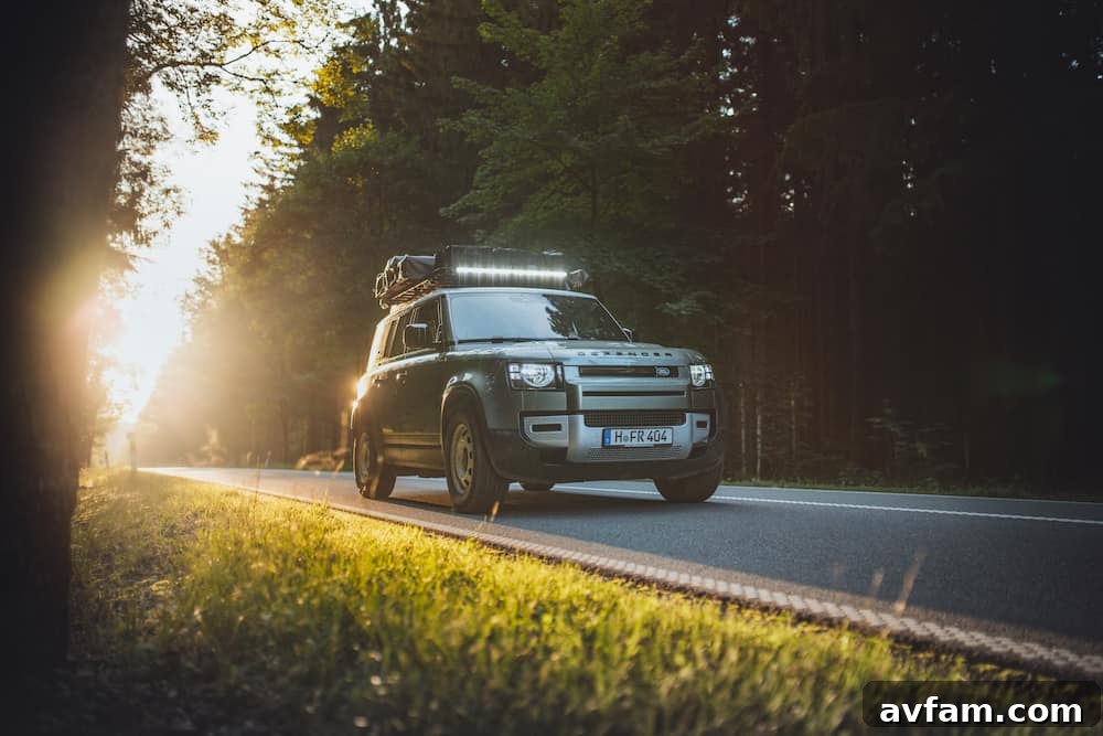 Land Rover Defender 110 with Front Runner roof rack ready for adventure