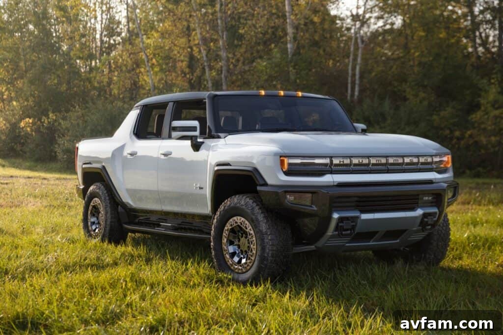 GMC Hummer EV showcasing its rugged exterior in a natural setting.