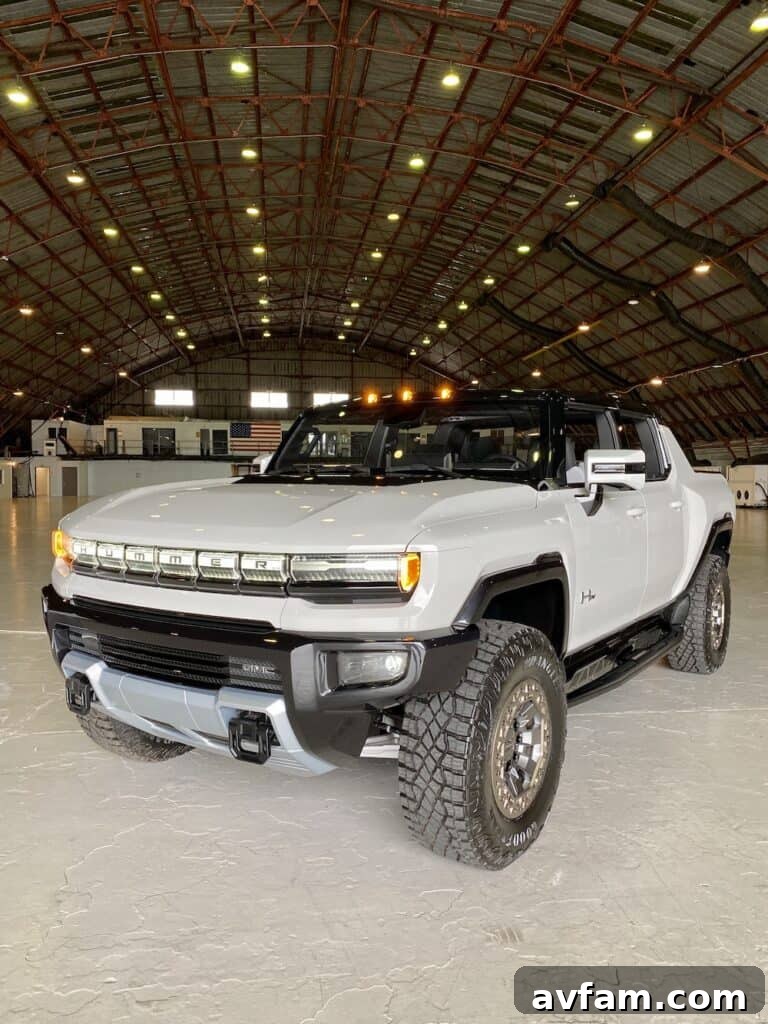 The impressive rear design of the GMC Hummer EV.