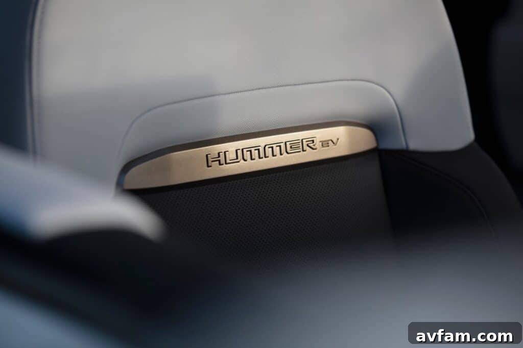 The bold 'HUMMER EV' lettering on the tailgate.