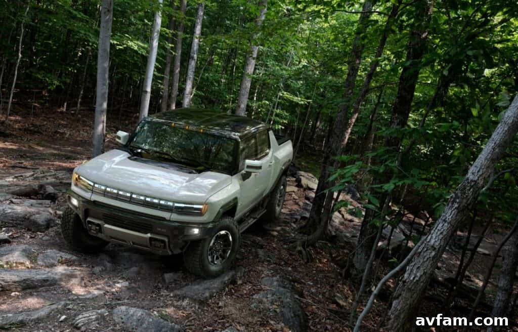 GMC Hummer EV's robust wheel and tire setup.