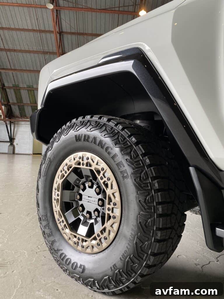 The rear view of the GMC Hummer EV, emphasizing its wide stance.