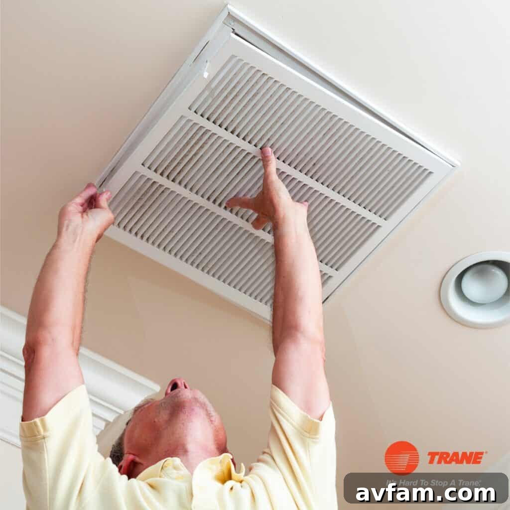 An outdoor HVAC unit, designed for quiet operation, blending into a landscaped backyard.