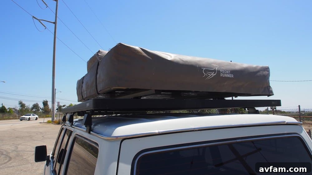 Front Runner Slimline II Roof Rack on a classic Land Cruiser