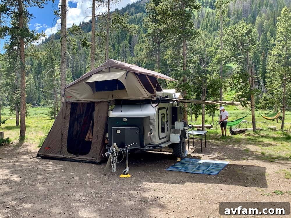 Vorsheer XOC at a remote campsite with a beautiful mountain backdrop