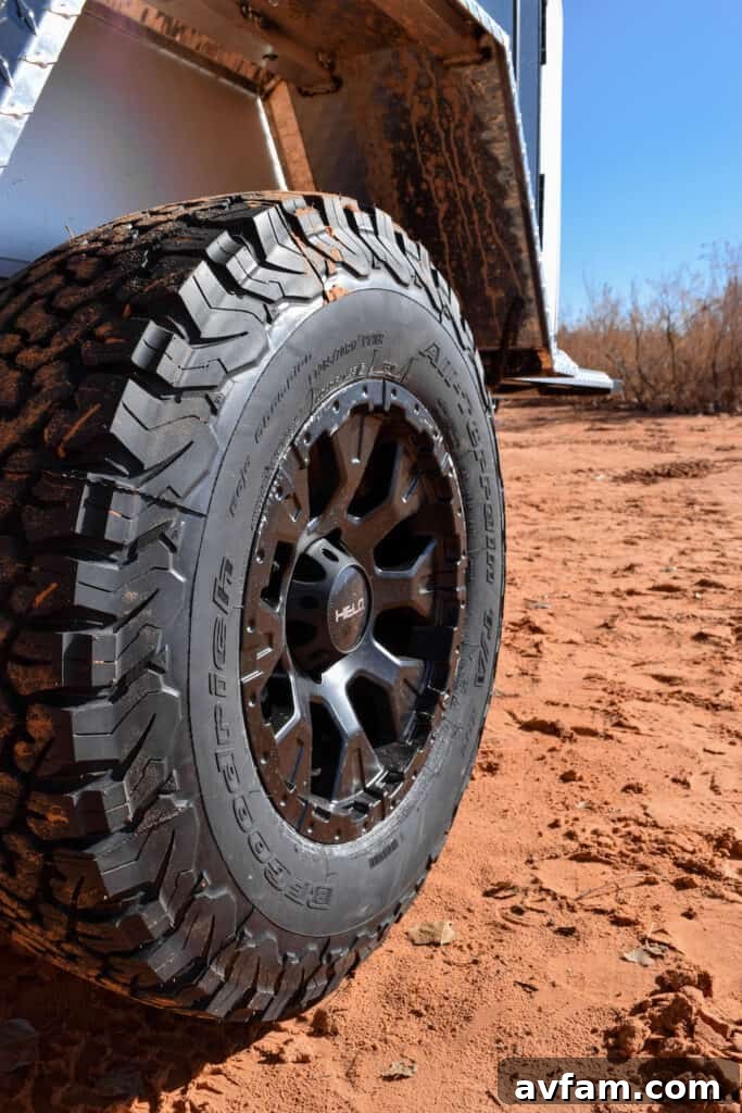 Vorsheer XOC's large all-terrain tire and independent Timbren suspension