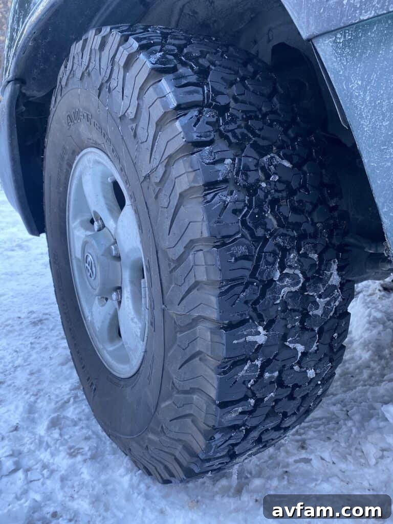 Vehicle with BFGoodrich KO2 tires traversing a gravel road