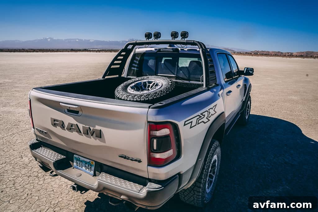 TRX Tracks in the Desert Ram TRX tires leaving tracks in the sand, demonstrating its traction.