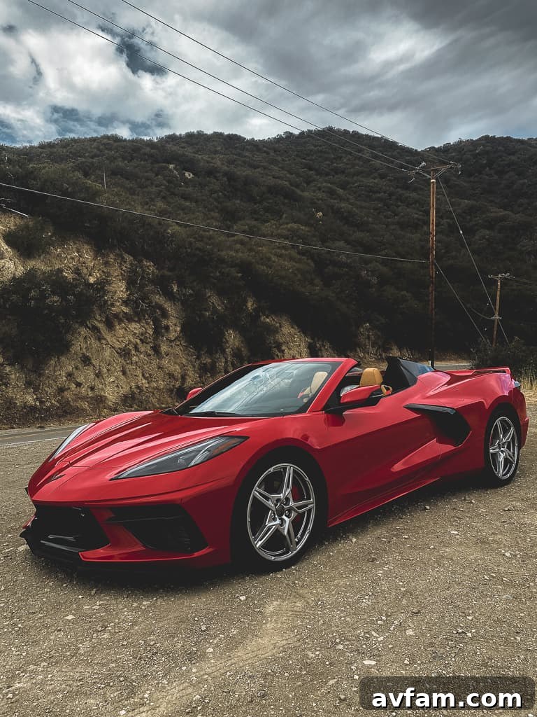 A view of the passenger seat area within the luxurious C8 Convertible cabin.