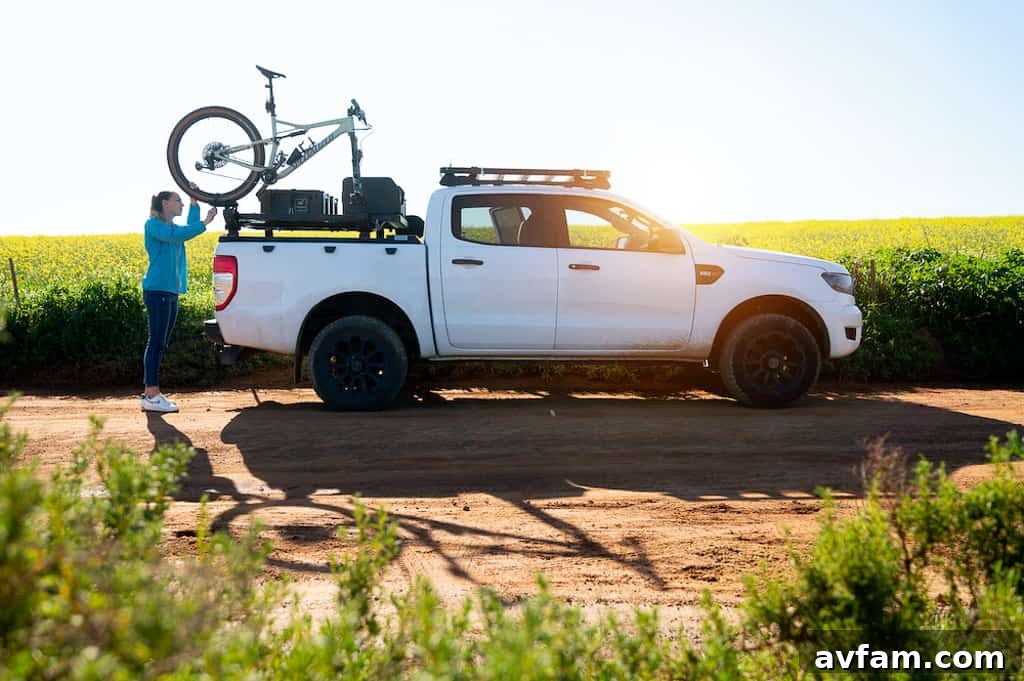 Different angles of the Front Runner Side Mount Bike Carrier showing flexibility
