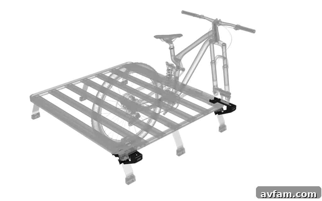 Another angle of the Front Runner Side Mount Bike Carrier with a bike