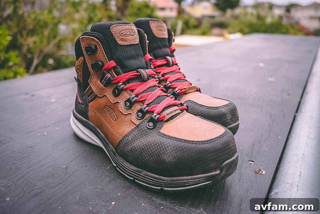 Full view of Keen Utility Red Hook work boot pair