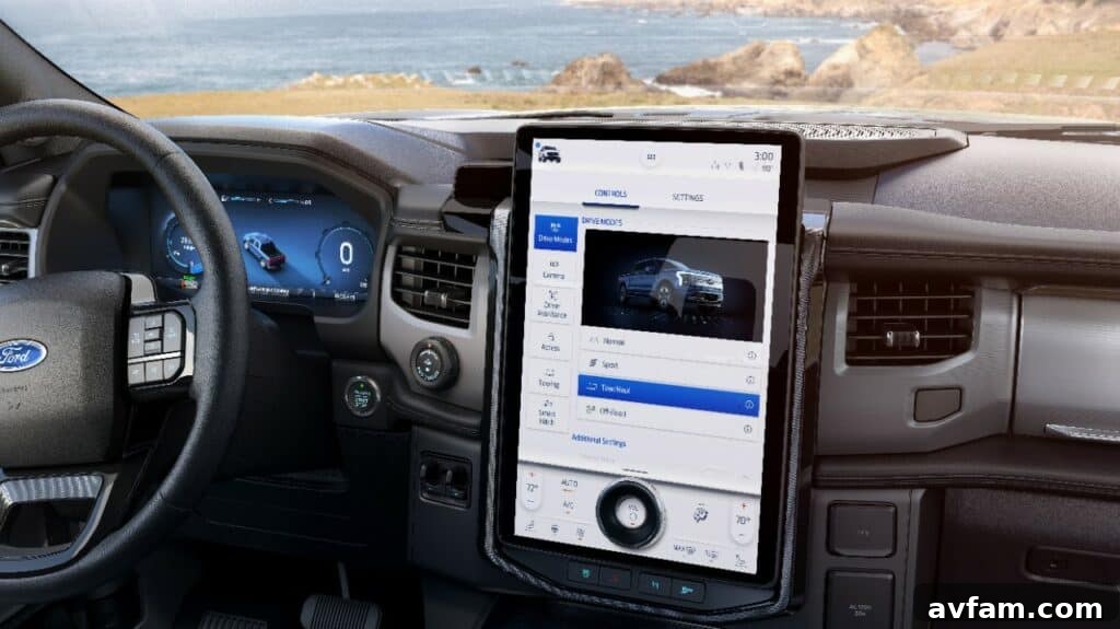 Close-up of the F-150 Lightning's charging port, showing the sleek integration.