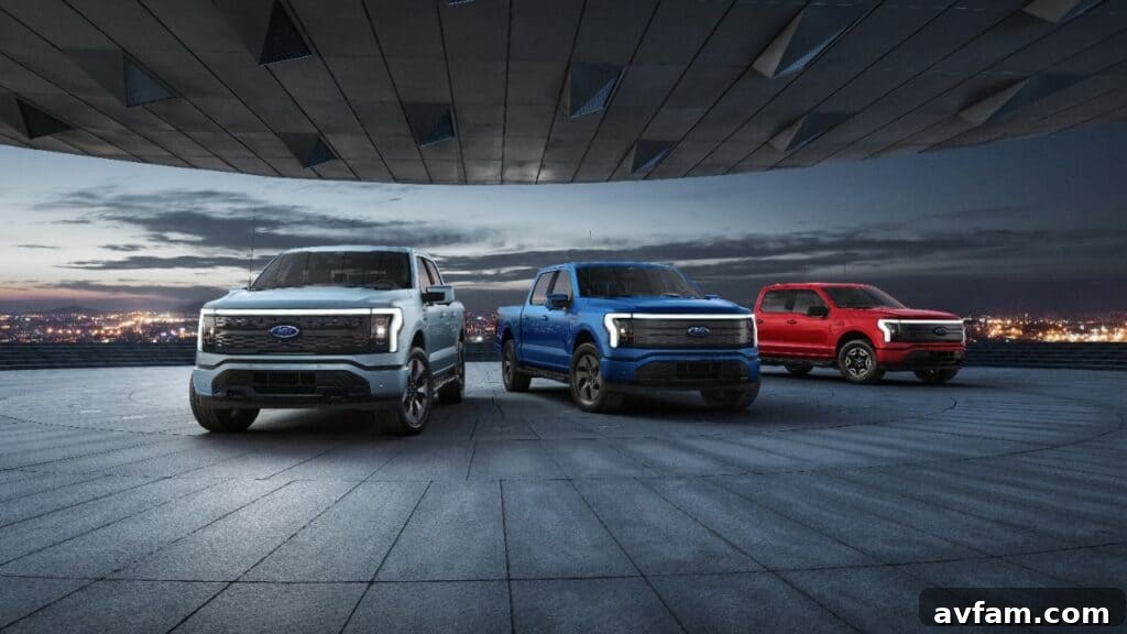 Full shot of the 2022 Ford F-150 Lightning, ready for action.