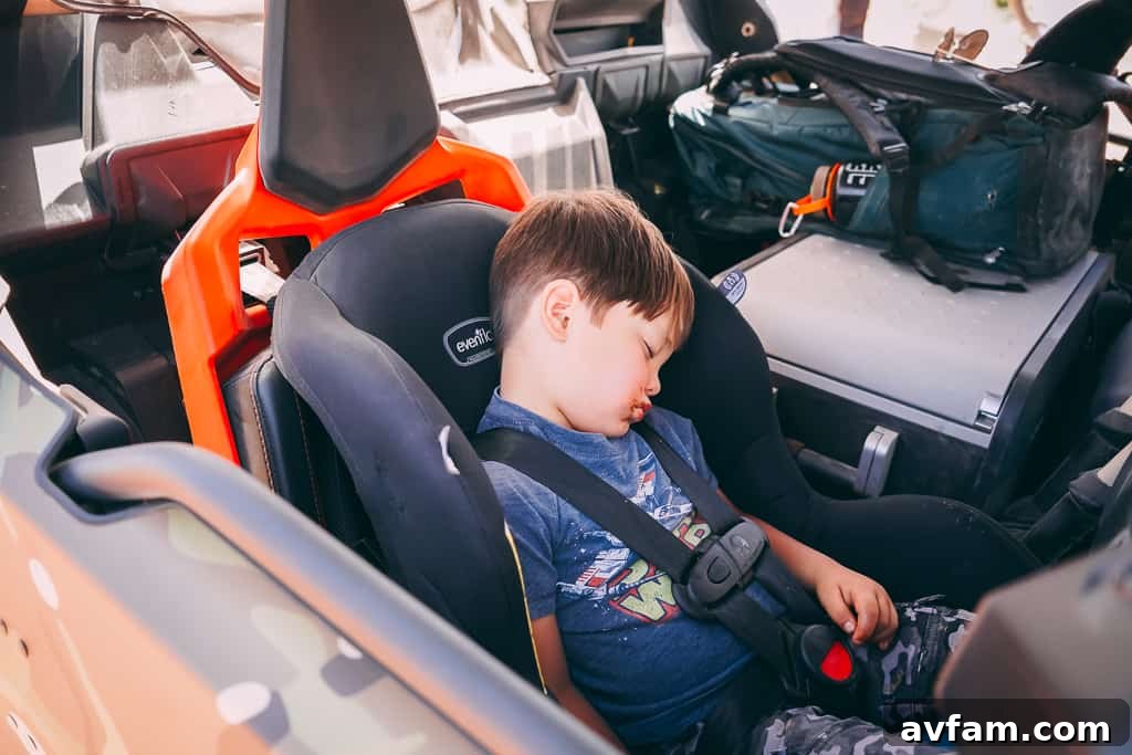 toddler napping in can-am maverick x3
