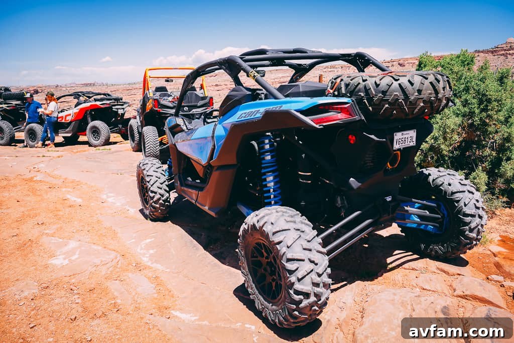 can-am maverick x3 on a narrow canyon trail