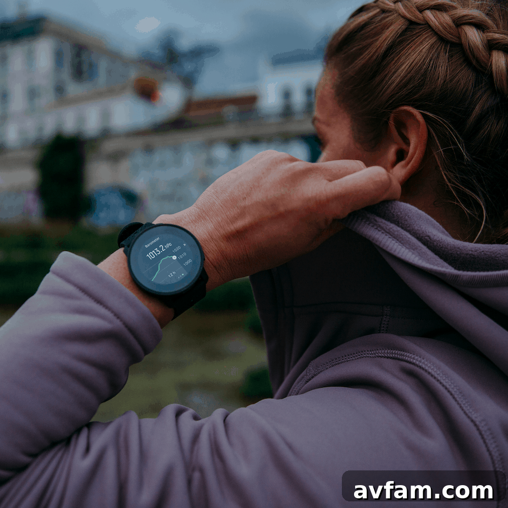 Close-up view of the Suunto 9 Peak's vibrant and crisp display, showing detailed activity metrics.