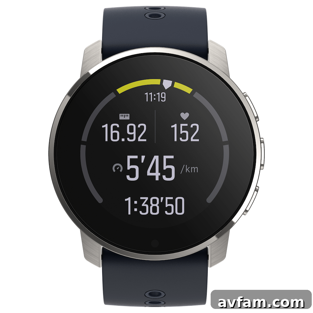An active individual wearing the Suunto 9 Peak during an outdoor run, capturing its use in dynamic sports.
