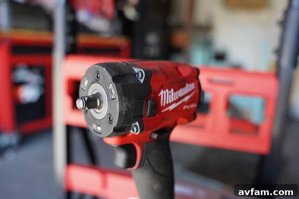 Milwaukee M18 Fuel 3/8 impact wrench demonstrating compact size