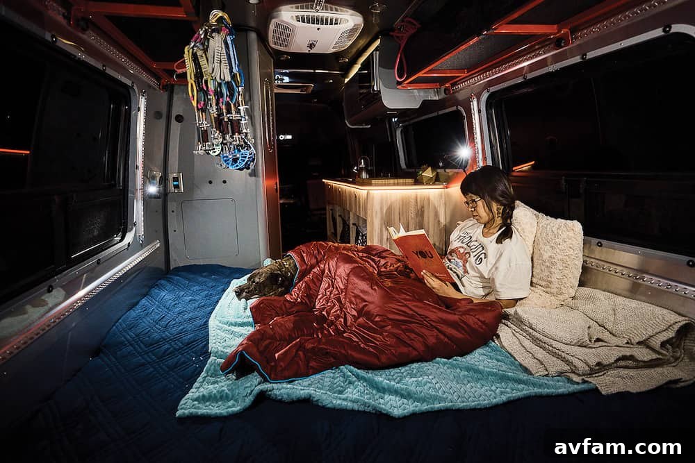 Airstream Interstate 24X interior storage compartments.