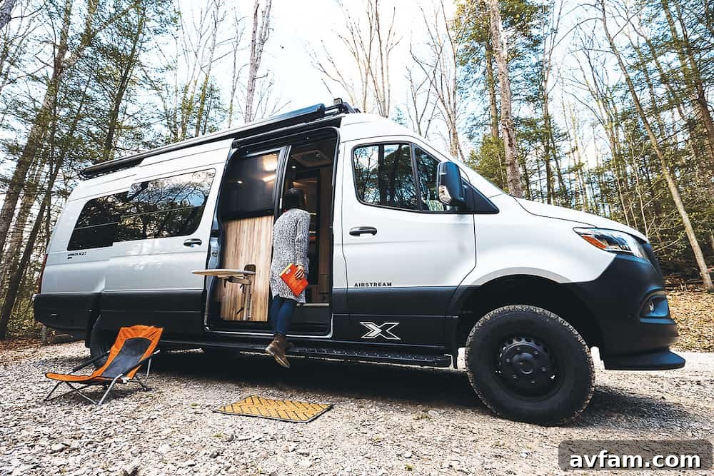 Airstream Interstate 24X exterior rear doors open.