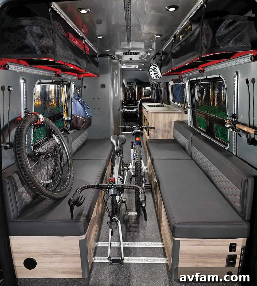Airstream Interstate 24X floor plan with table layout.
