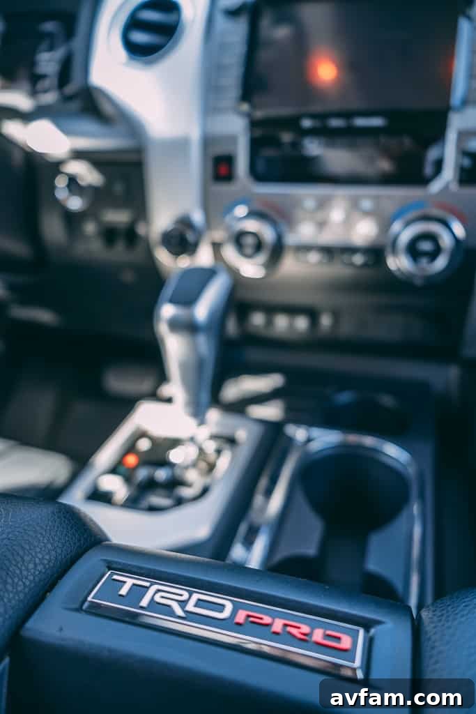 Close-up of the front grille and LED headlights of the 2021 Tundra TRD Pro