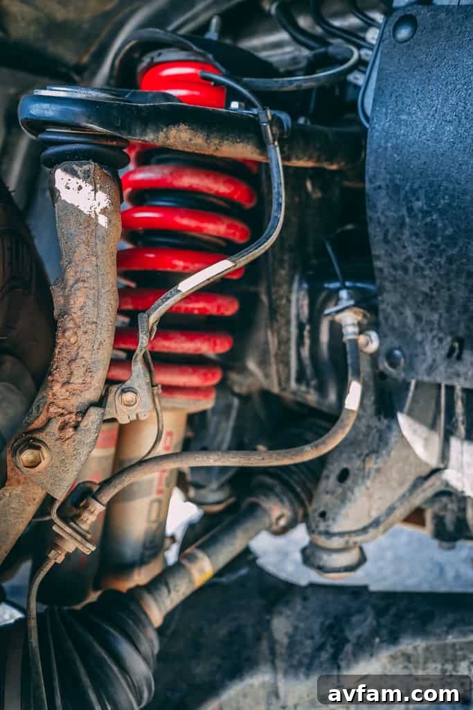 Close-up of the Fox shock absorber on the 2021 Tundra TRD Pro
