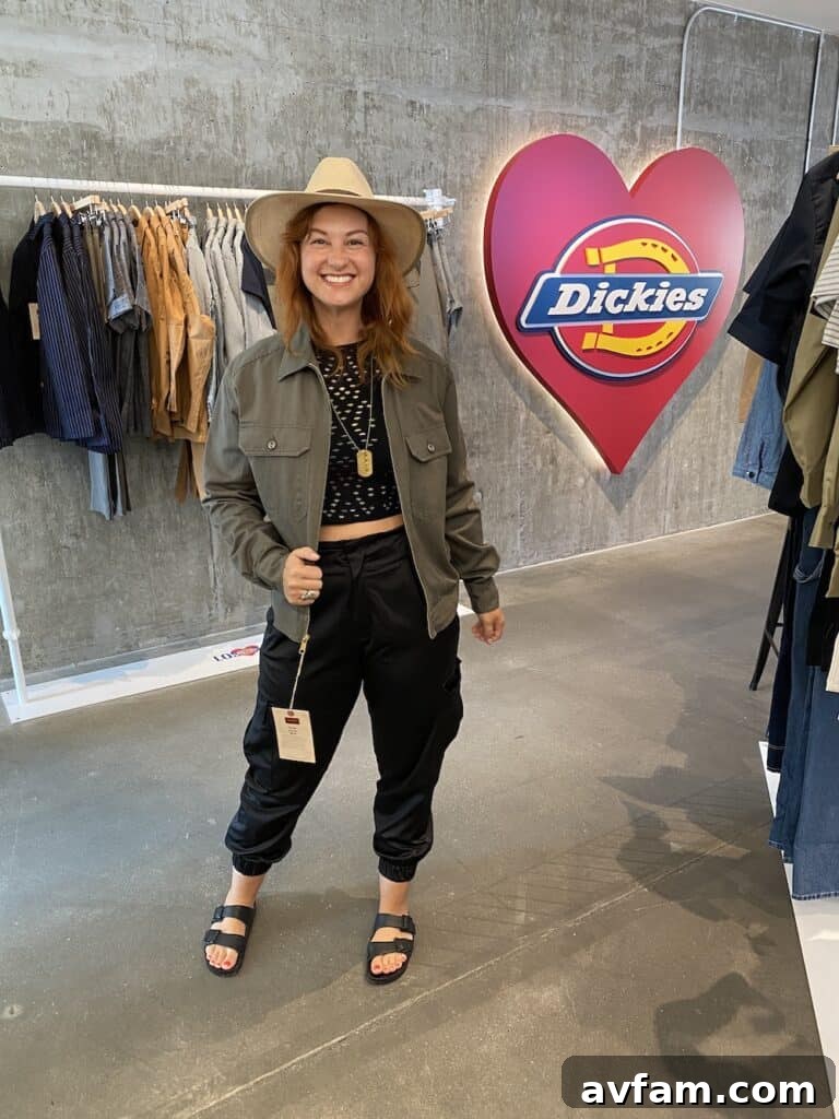 Customized Dickies 874 pants with artistic details displayed