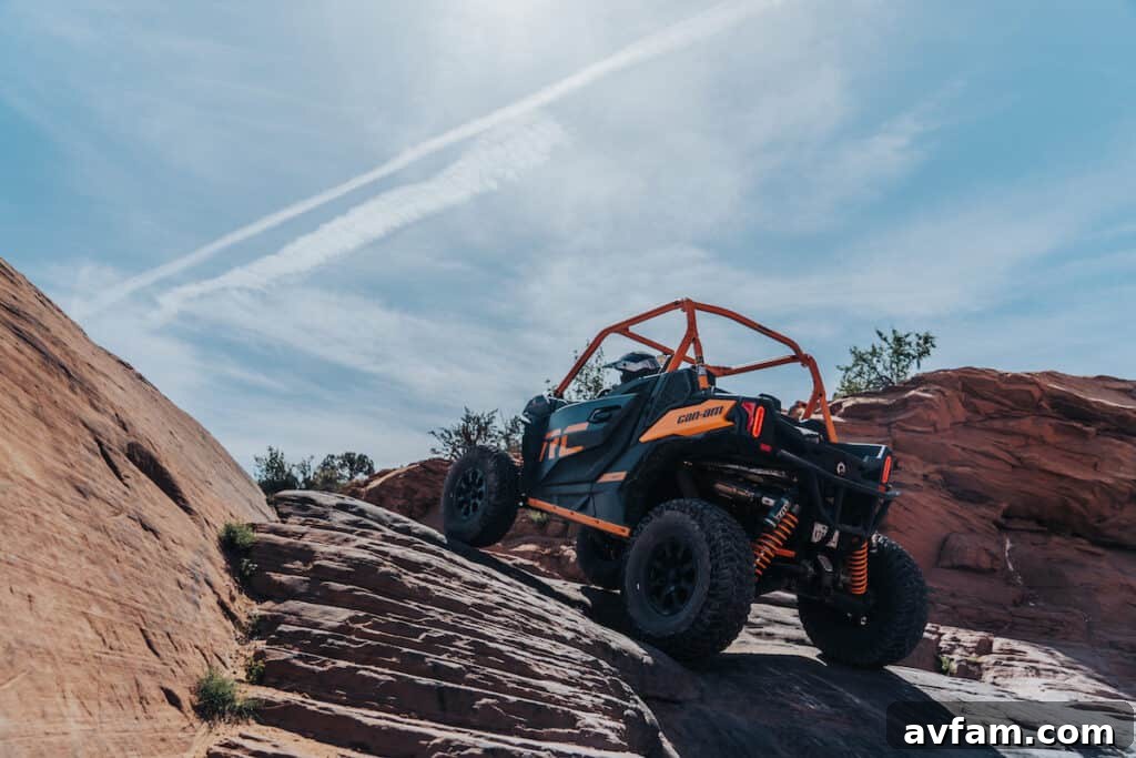 Maverick X3 Rear with Zarges Cases Rear view of the Can-Am Maverick X3, showcasing its cargo setup with Zarges cases.