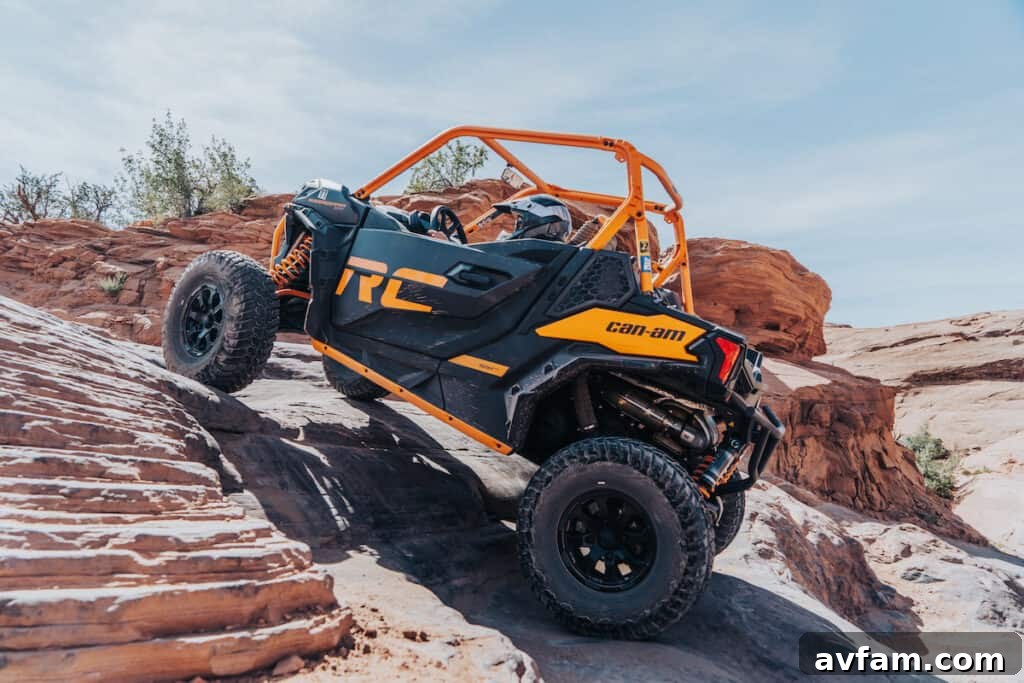 Maverick X3 Water Crossing Can-Am Maverick X3 driving through a shallow water crossing.