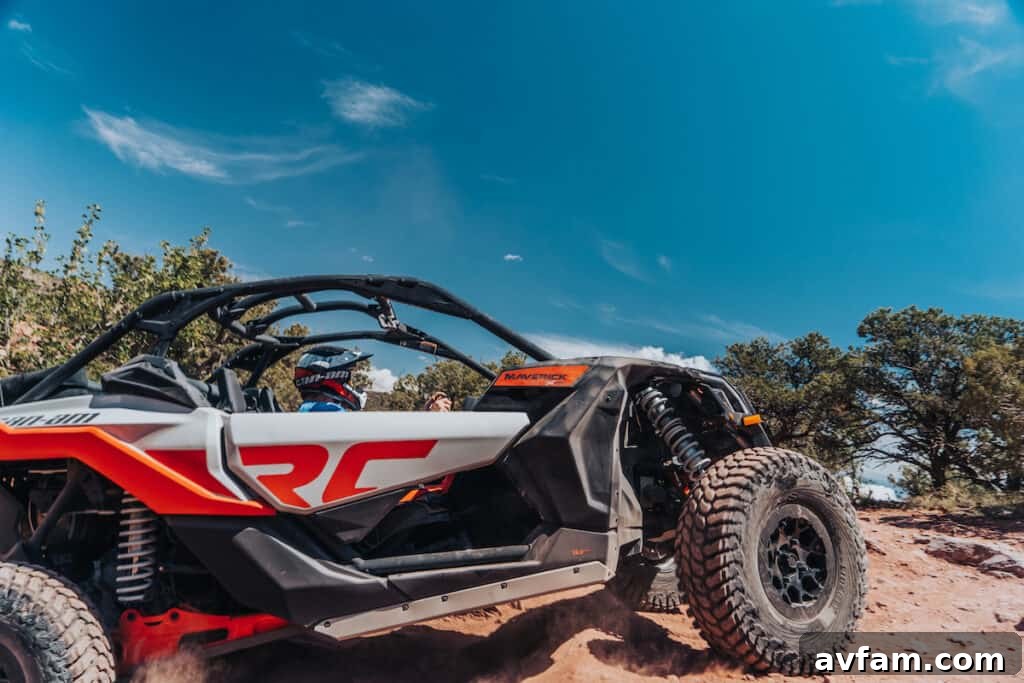 Can-Am Group Trail Ride Can-Am Maverick X3 in a group setting, showcasing camaraderie on the trail.