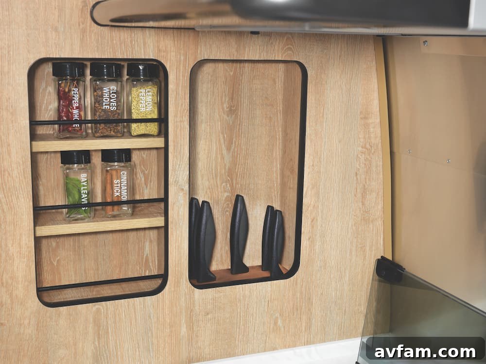 The welcoming entrance of the Airstream Pottery Barn trailer, complete with a stylish doormat from the accessory kit.