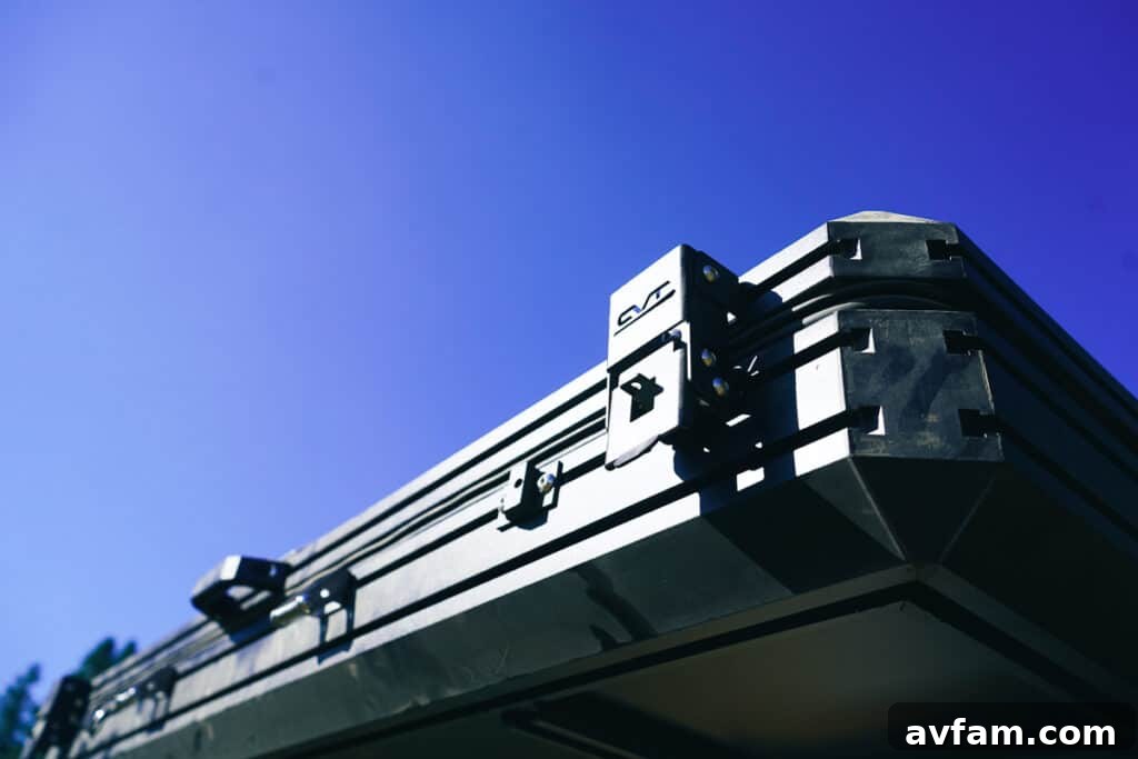 CVT Mt. Hood Heavy Duty Latches Close-up of the heavy-duty latches on the CVT Mt. Hood, emphasizing their robust construction and secure locking mechanism