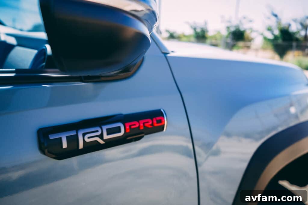 2021 Toyota Tacoma TRD Pro parked outdoors, showing its front-side profile