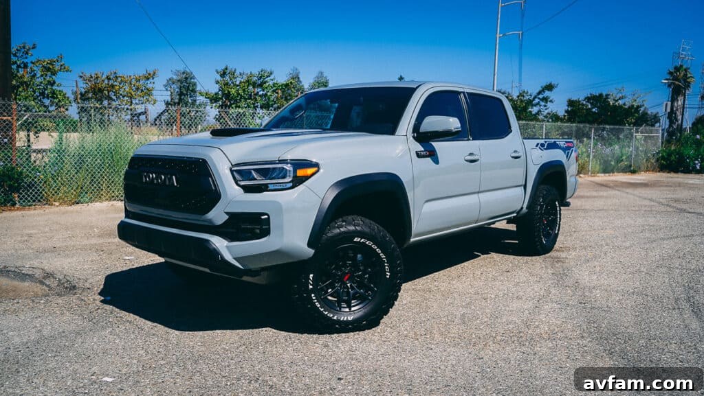 The 2021 Tacoma TRD Pro parked with a beautiful natural vista in the background