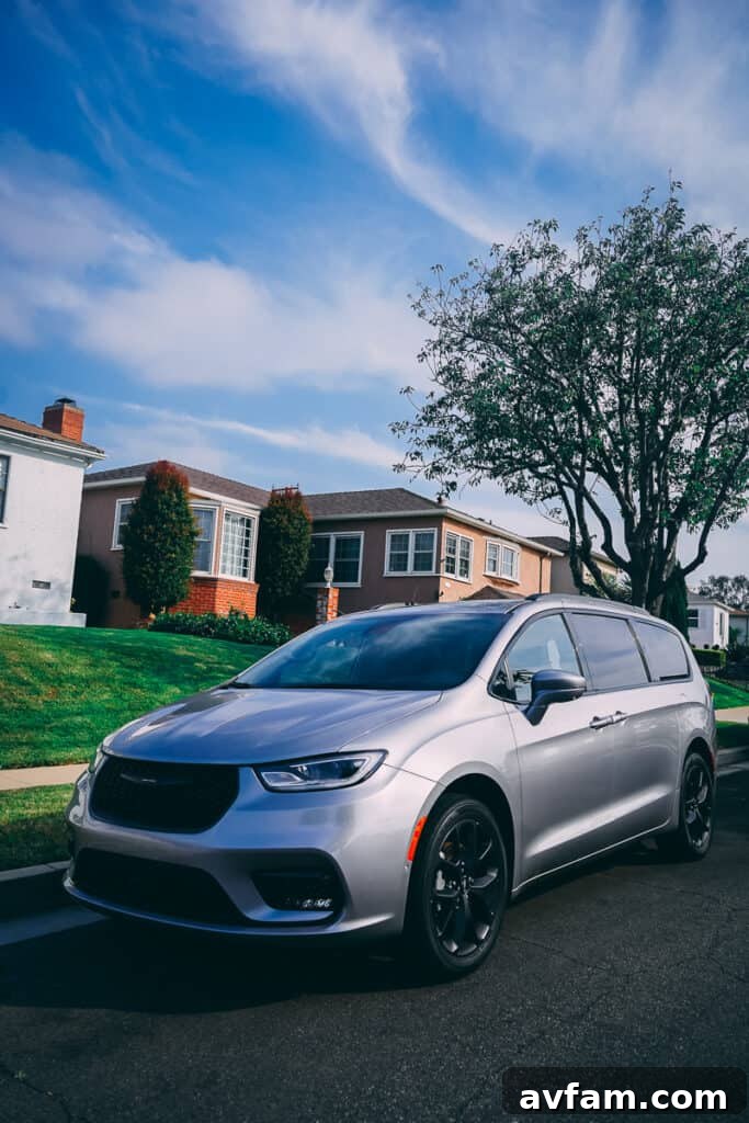 The Pacifica's sleek and aerodynamic roofline, contributing to its modern look.