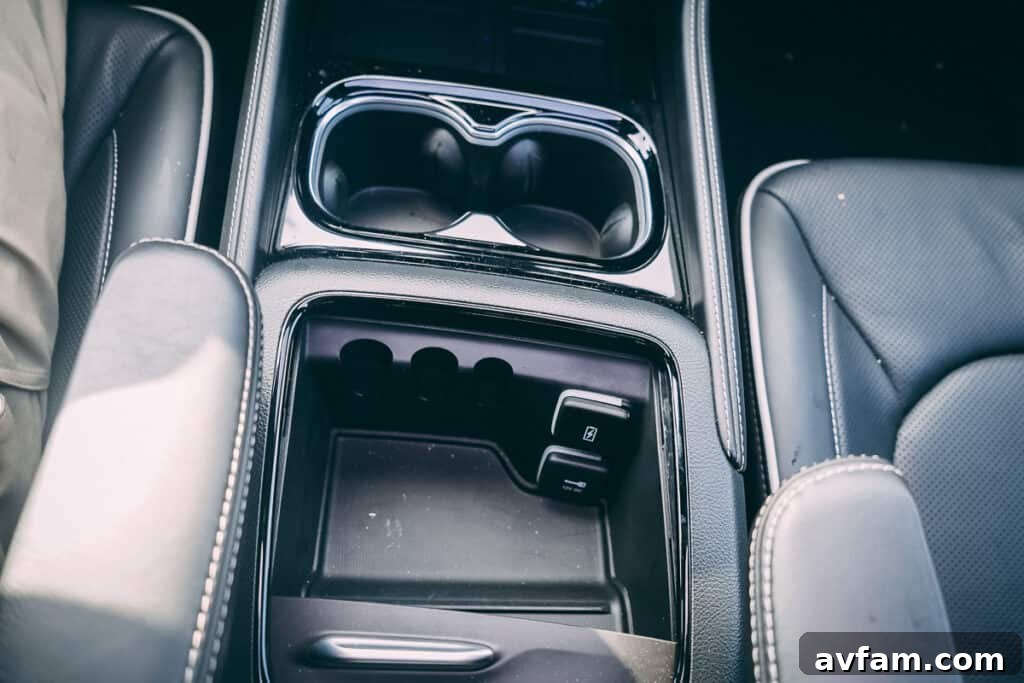 Second-row seating of the Pacifica, demonstrating the Stow 'n Go seats in their upright position.