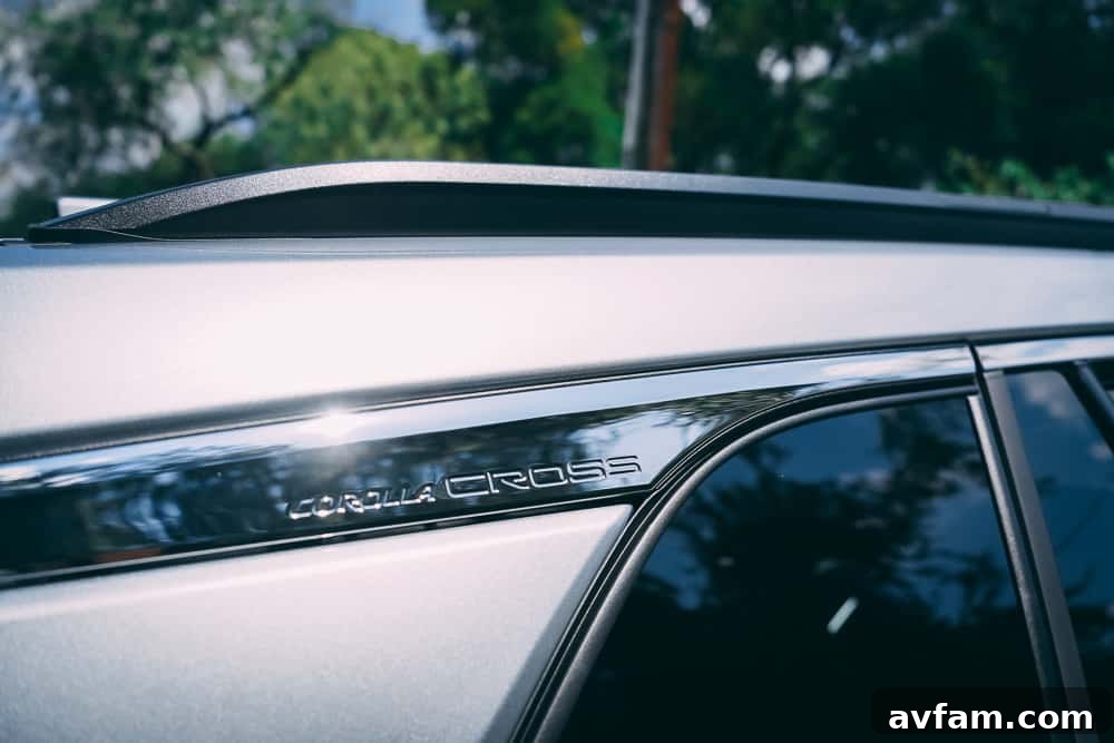 Close-up of the rear passenger seat amenities in the 2022 Toyota Corolla Cross.