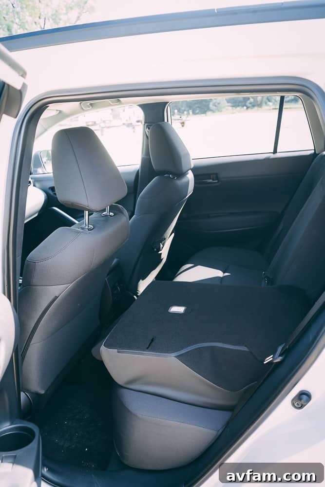 Rear three-quarter view of the 2022 Toyota Corolla Cross from a slightly elevated angle.