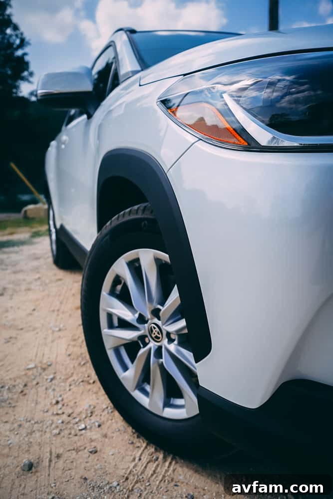 Close-up shot of the rear light cluster and trim of the 2022 Toyota Corolla Cross.