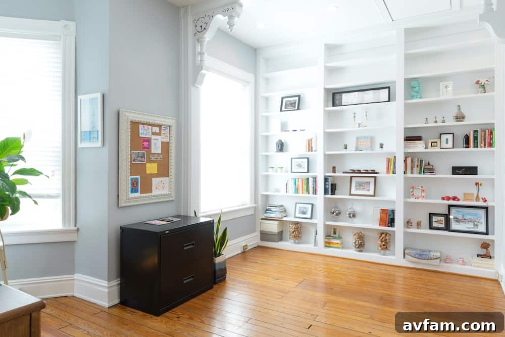 Richmond Restoration: A Historic House Reborn 16 After renovation: Another view of the elegant home office, showcasing its functionality and style