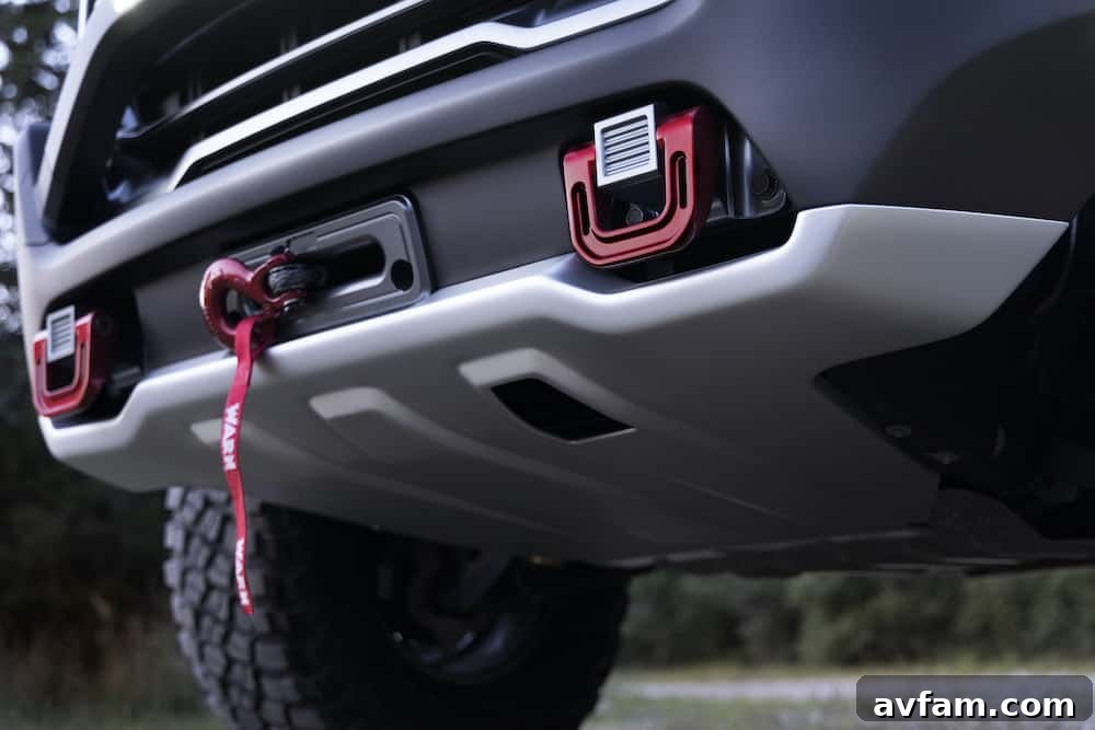Interior shot showing the customized controls and displays of the GMC Canyon AT4 Overland Concept