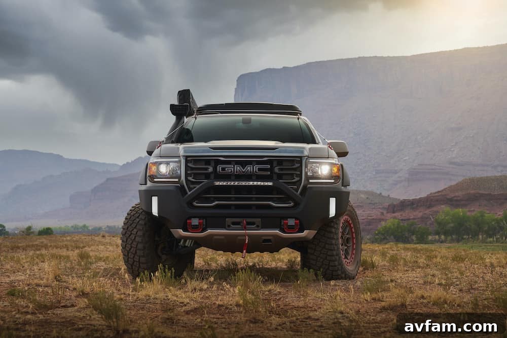 GMC Canyon AT4 Overland Concept interior view with bespoke overlanding features