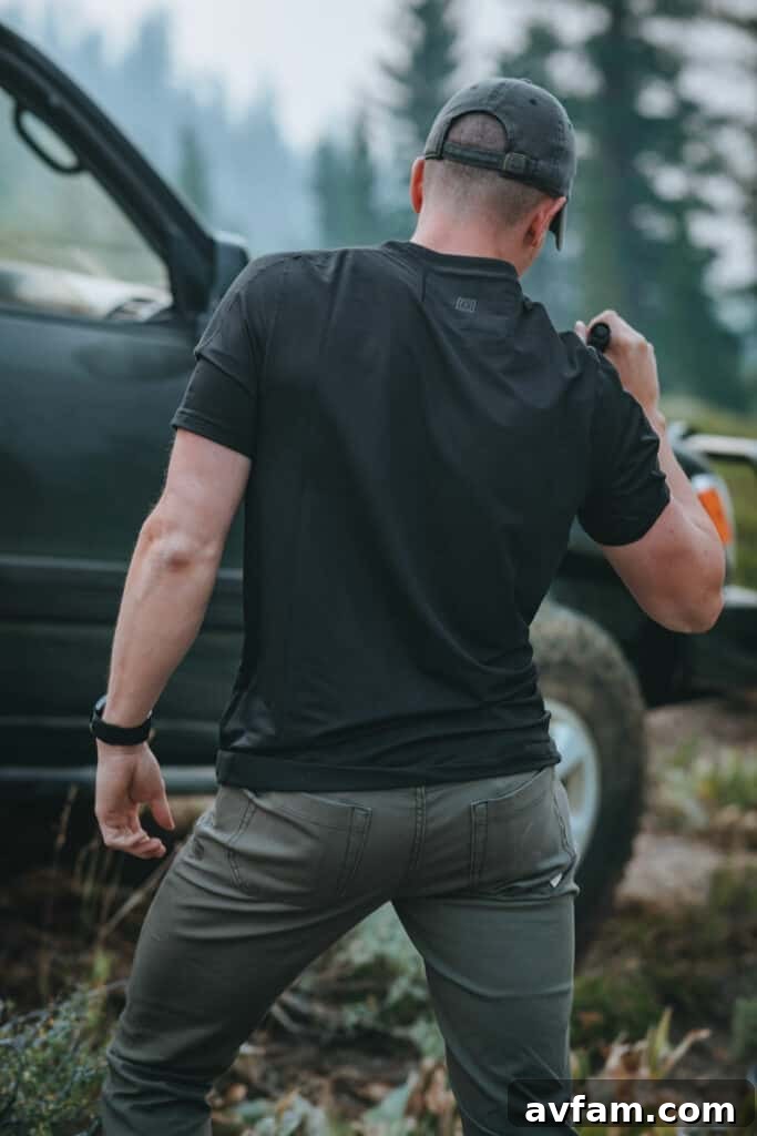 5.11 Defender Flex Range Pants: Pocket and Fit Close-up of the pocket design and fabric texture of 5.11 Defender Flex Range Tactical Pants