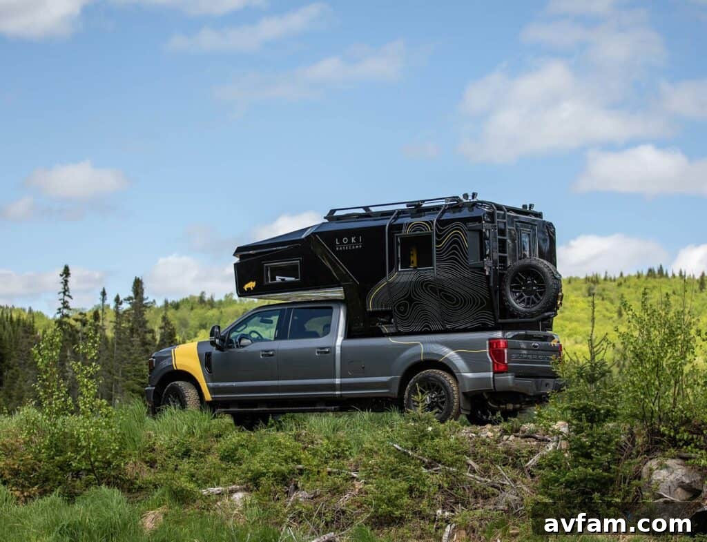 Loki Basecamp Falcon 8 Loki Basecamp Falcon 8 Slide In camper on a pickup truck