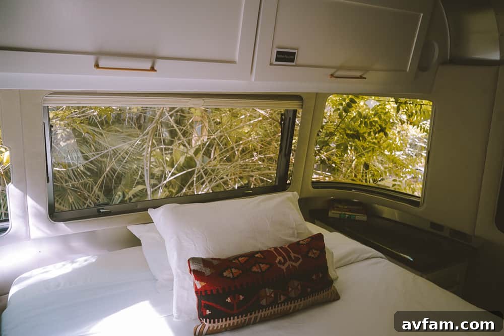 Detailed view of the Airstream's interior, showing high-quality finishes and fixtures.
