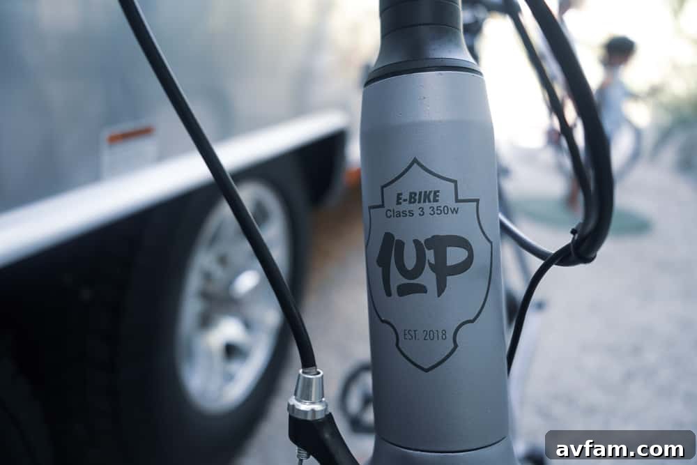 Ride1Up Roadster V2 leaning against a railing with city views