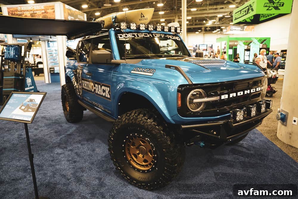 Custom Ford Bronco at SEMA Customized Ford Bronco showcasing interior and exterior modifications at SEMA